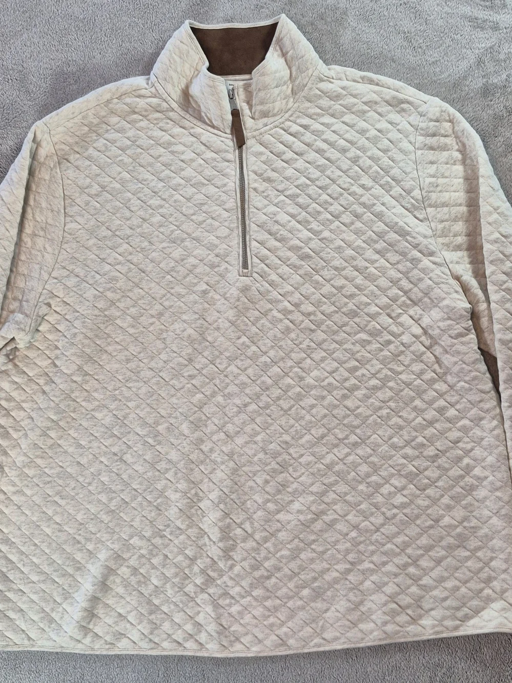 Banana Republic Quilted Half-Zip Waffle Pullover White Mens Sz XL